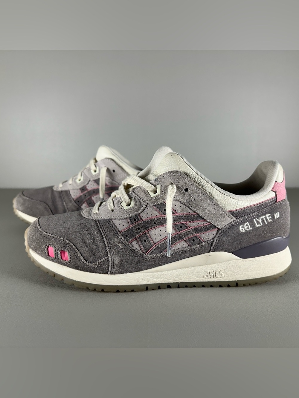 END. x Asics Gel Lyte III Lavender Grey Pink Ivory Suede Sneakers